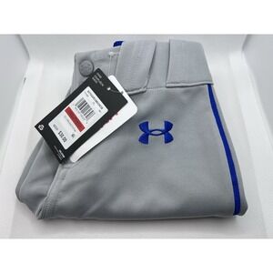 NWT Under Armour UA Utility Piped Boys Baseball Pants YXS Gray/Royal